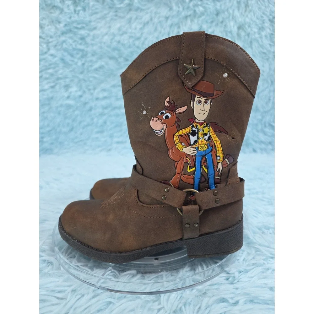 Disney Pixar Toy Story Woody Bullseye Kids Cowboy Boots Size 11 Brown Western